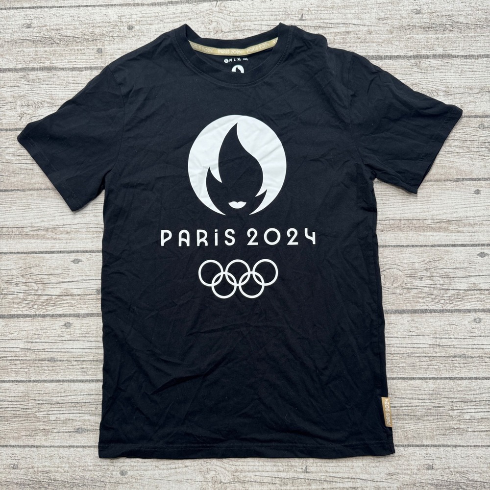 Paris 2024 Olympic Games T-Shirt Mens Small Black Short Sleeve Athletic Souvenir